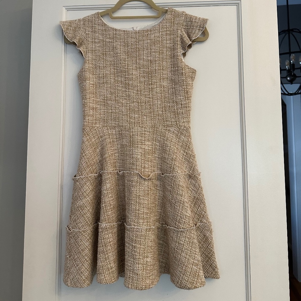 By Debra (BD Junior) Sara 3 Tier Gold Boucle Dress Size 1